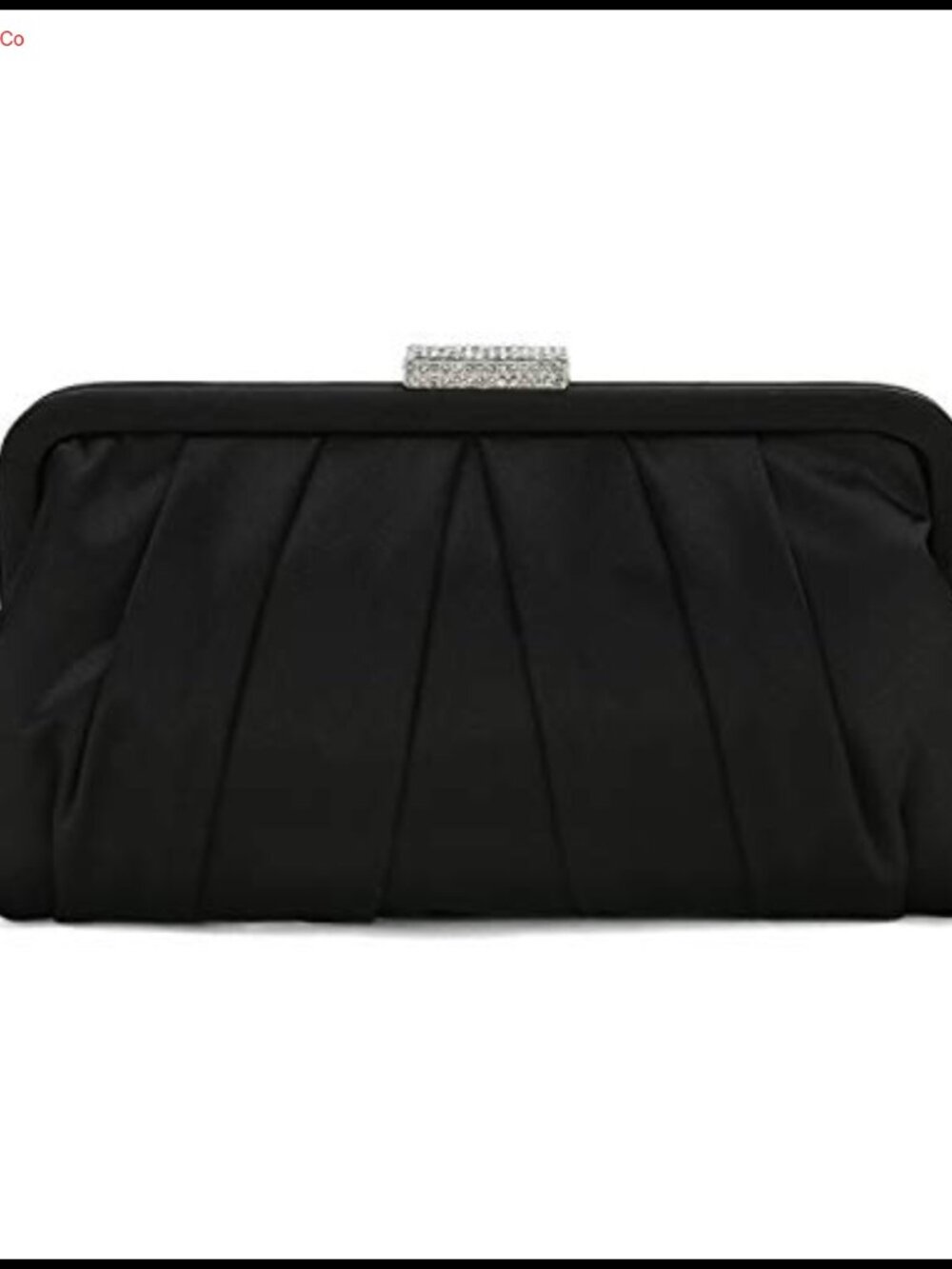 Pleated Satin Clutch Bag Diamante Embellished Formal Evening Handbag Detachable